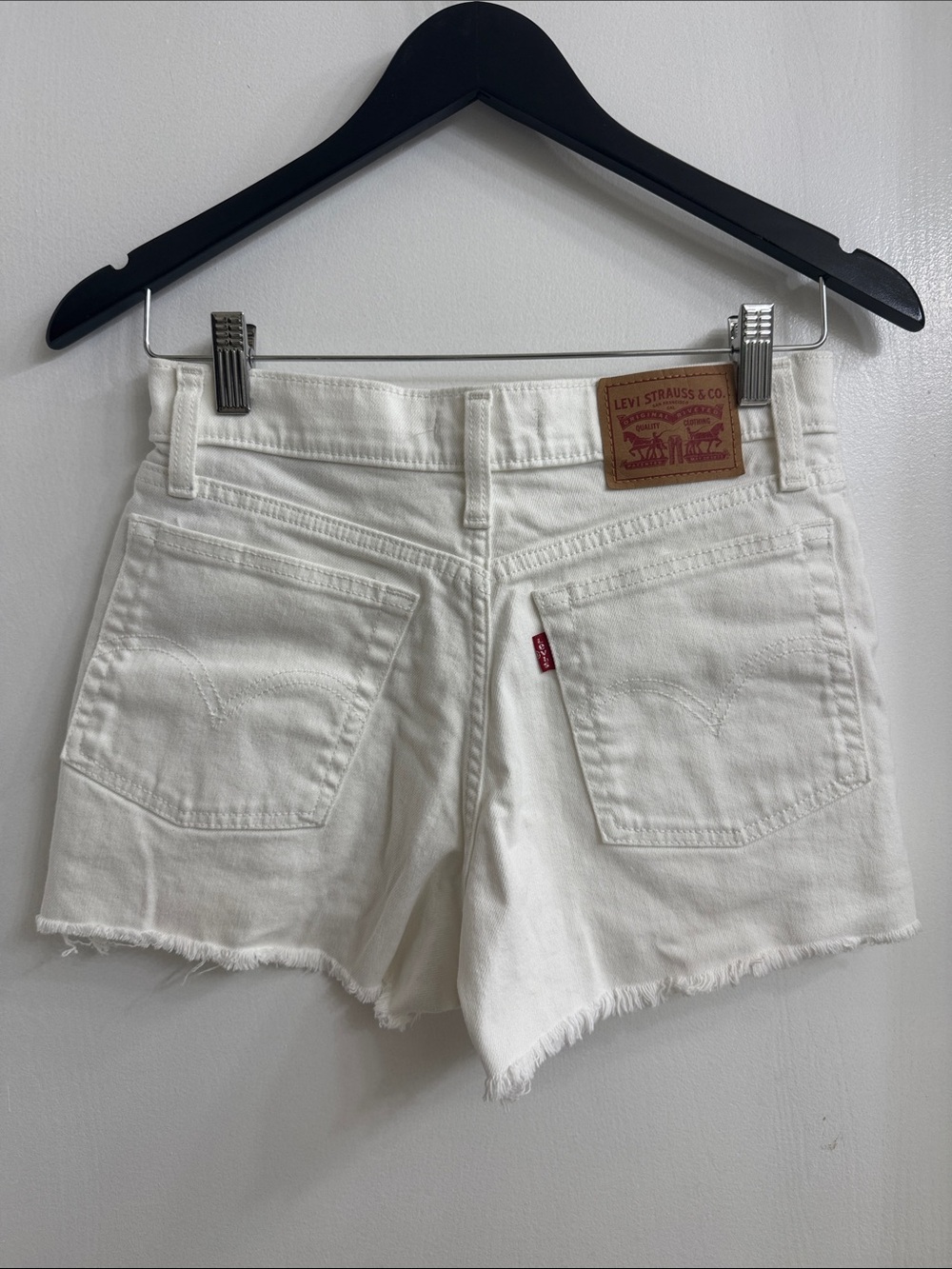 Levi's White High Rise Denim Shorts - Picture 2 of 3